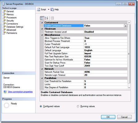 Content Master Technology Blog: Contained Databases in SQL Server “Denali”